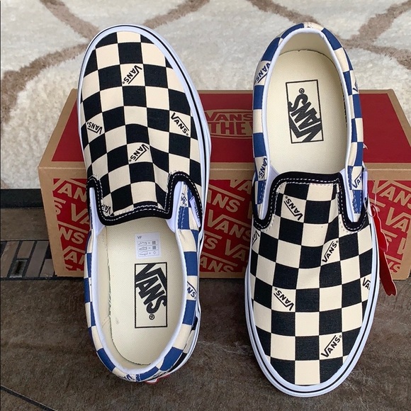 •VANS CLASSIC SLIP-ON BIG CHECK Black/Navy Men’s - Picture 12 of 16